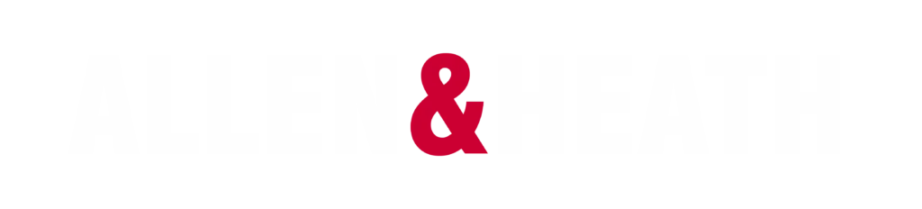 Allen & Heath logo with bold white letters and a red ampersand.